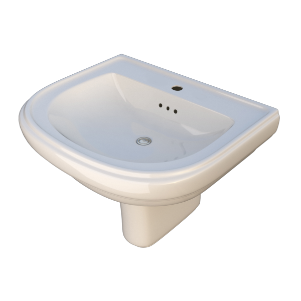 Topaz 65cm D Shape Wash Basin Semi Pedestal