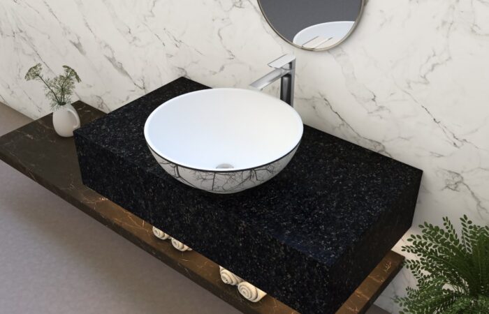 Wash basin – ROSA table top wash basin in a stylish Bangladesh bathroom
