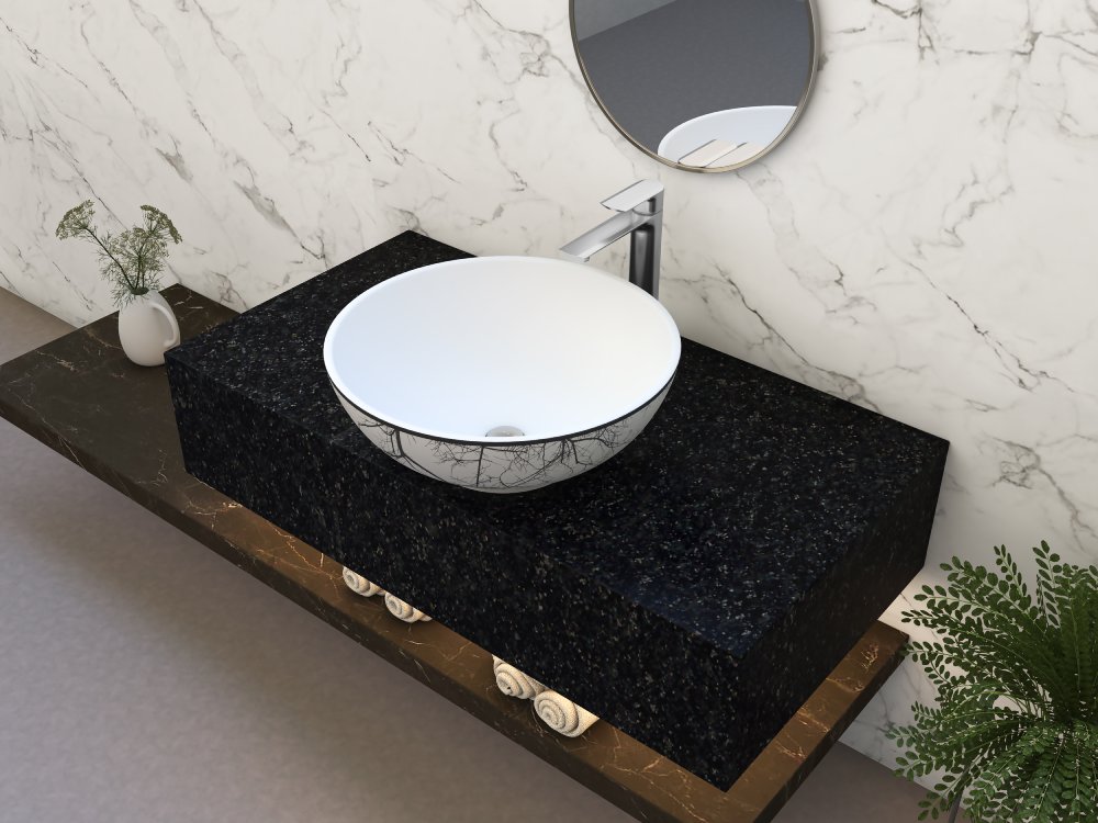 Wash basin – ROSA table top wash basin in a stylish Bangladesh bathroom